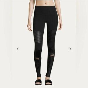 ALO Women's Medium Full Length Black Moto Legging Versatile Athleisure